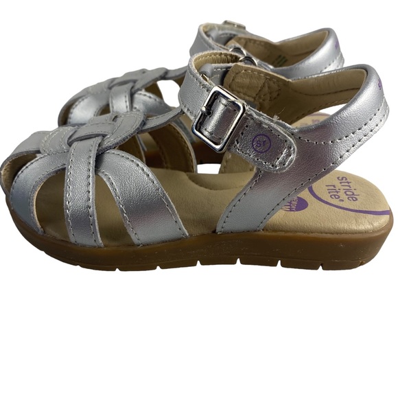Stride Rite Kids Summer Time Silver Fisherman Leather Sandal - Size 8.5W - Picture 3 of 9